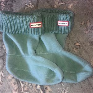 Teal Half Cardigan Knitted Cuff Short Boot Socks